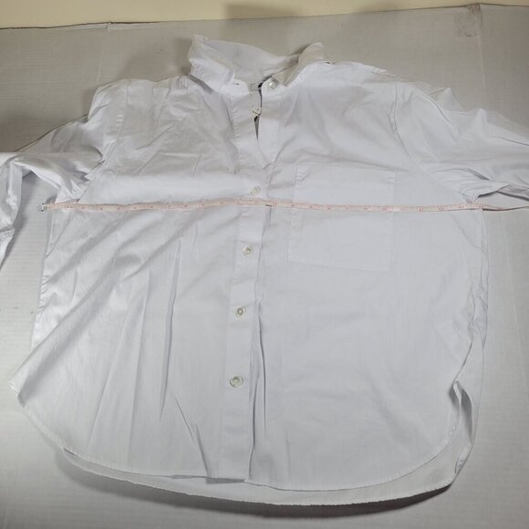 Madewell Women Professional Business Casual White Cotton Button-Up Shirt Size L - Picture 5 of 12